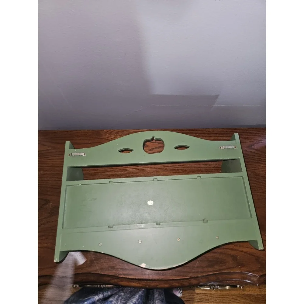 Vintage Wood Wall Shelf Apple Decor Country Kitchen Organizer Drawer